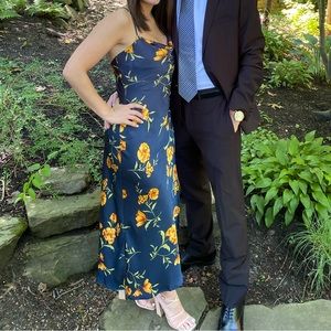 Satin Floral Midi Dress